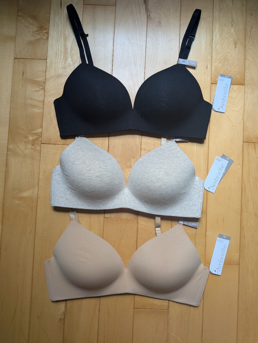 Ambrielle Super Soft Wire Free Full Coverage Bundle Of 3 Seamless T-Shirt Bras